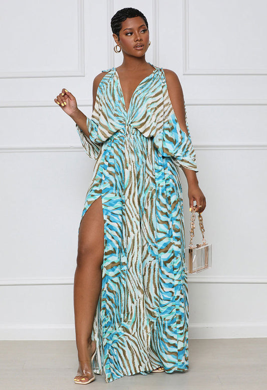 French Maxi Dress With Cutout Sleeves