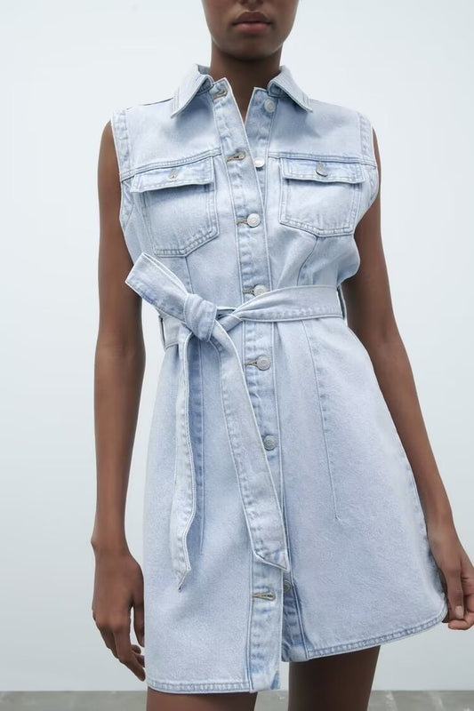 Belted Denim Dress