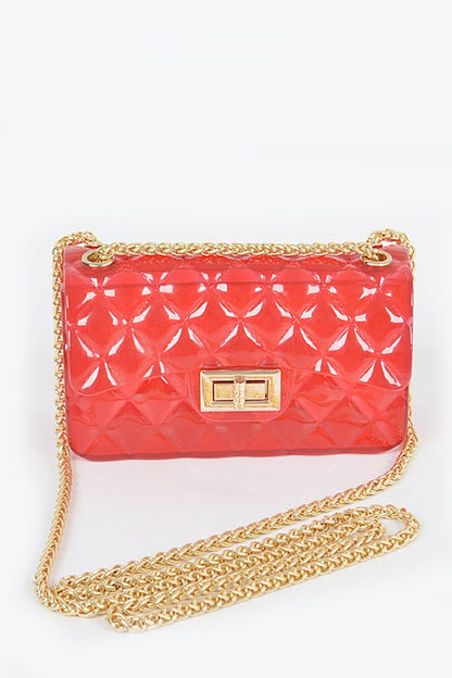 Twist Lock Color Jelly Shoulder Bag