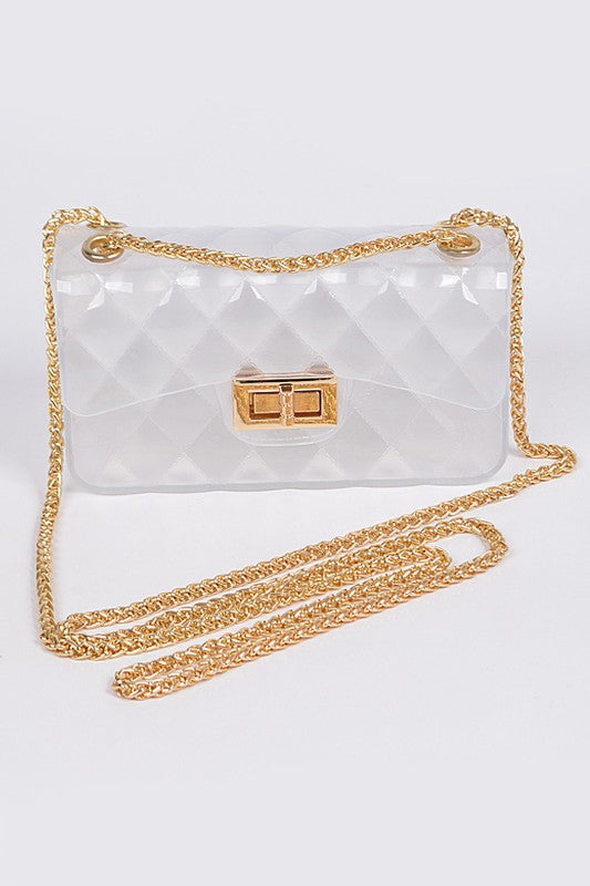 Twist Lock Color Jelly Shoulder Bag