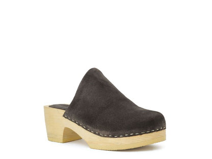 DARCIE TAUPE SUEDE CLOGS