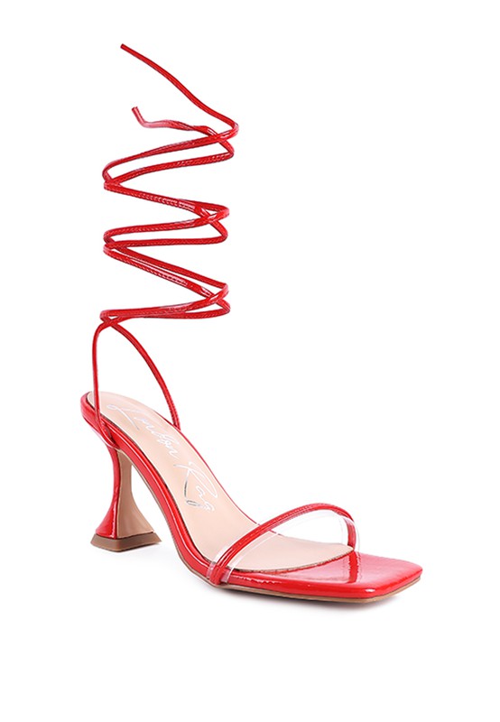 BITEN BERRY SPOOL HEELED LACE UP SANDAL