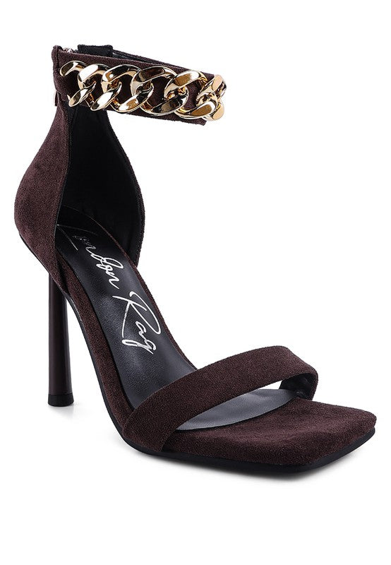 FAUX SUEDE CHAIN STRAP SANDAL