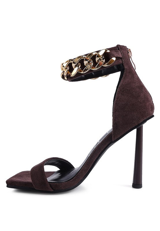 FAUX SUEDE CHAIN STRAP SANDAL