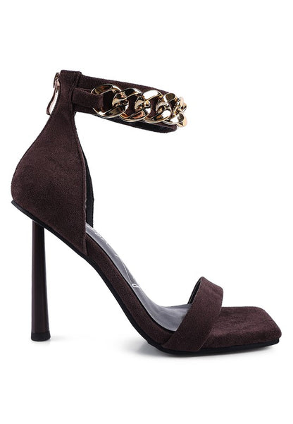 FAUX SUEDE CHAIN STRAP SANDAL