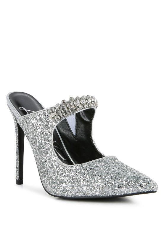 Twinklet Glitter Diamante High Heeled Sandals