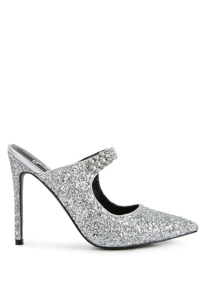 Twinklet Glitter Diamante High Heeled Sandals