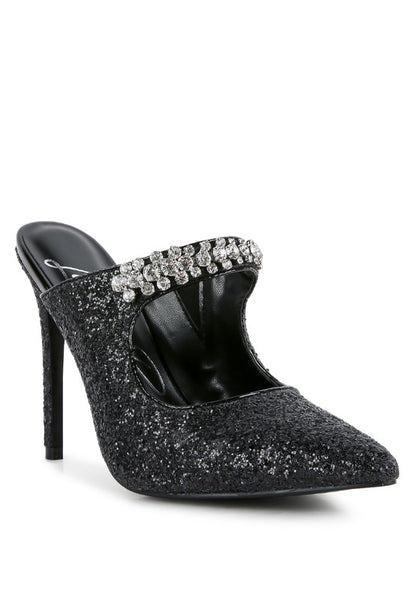 Twinklet Glitter Diamante High Heeled Sandals