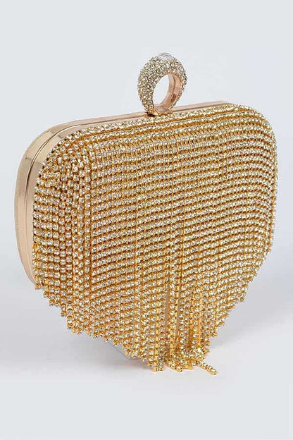 Fringe Rhinestone Convertible Clutch Bag