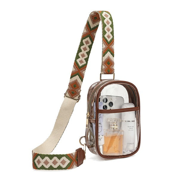 Easy Travels Clear Stadium Sling Crossbody Bag