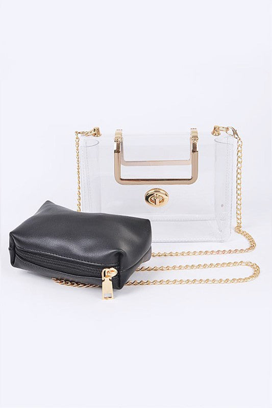 2 In 1 Convertible Clear Clutch Bag