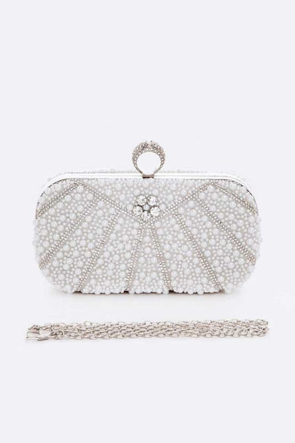 Pearl Studded Statement Bridal Box Clutch