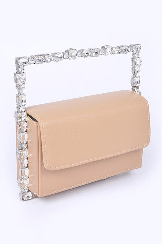 Rhinestone Top Handle Square Iconic Clutch