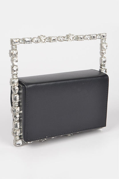 Rhinestone Top Handle Square Iconic Clutch