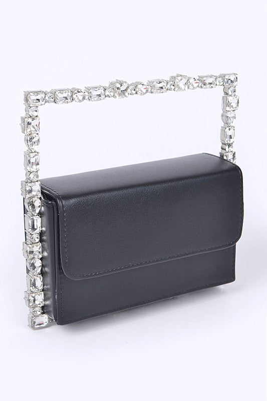 Rhinestone Top Handle Square Iconic Clutch