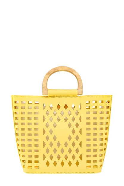 Square Net Shape Pu Leather Bag