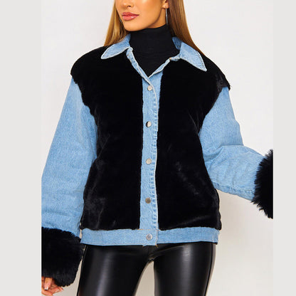 Plush Denim Coat