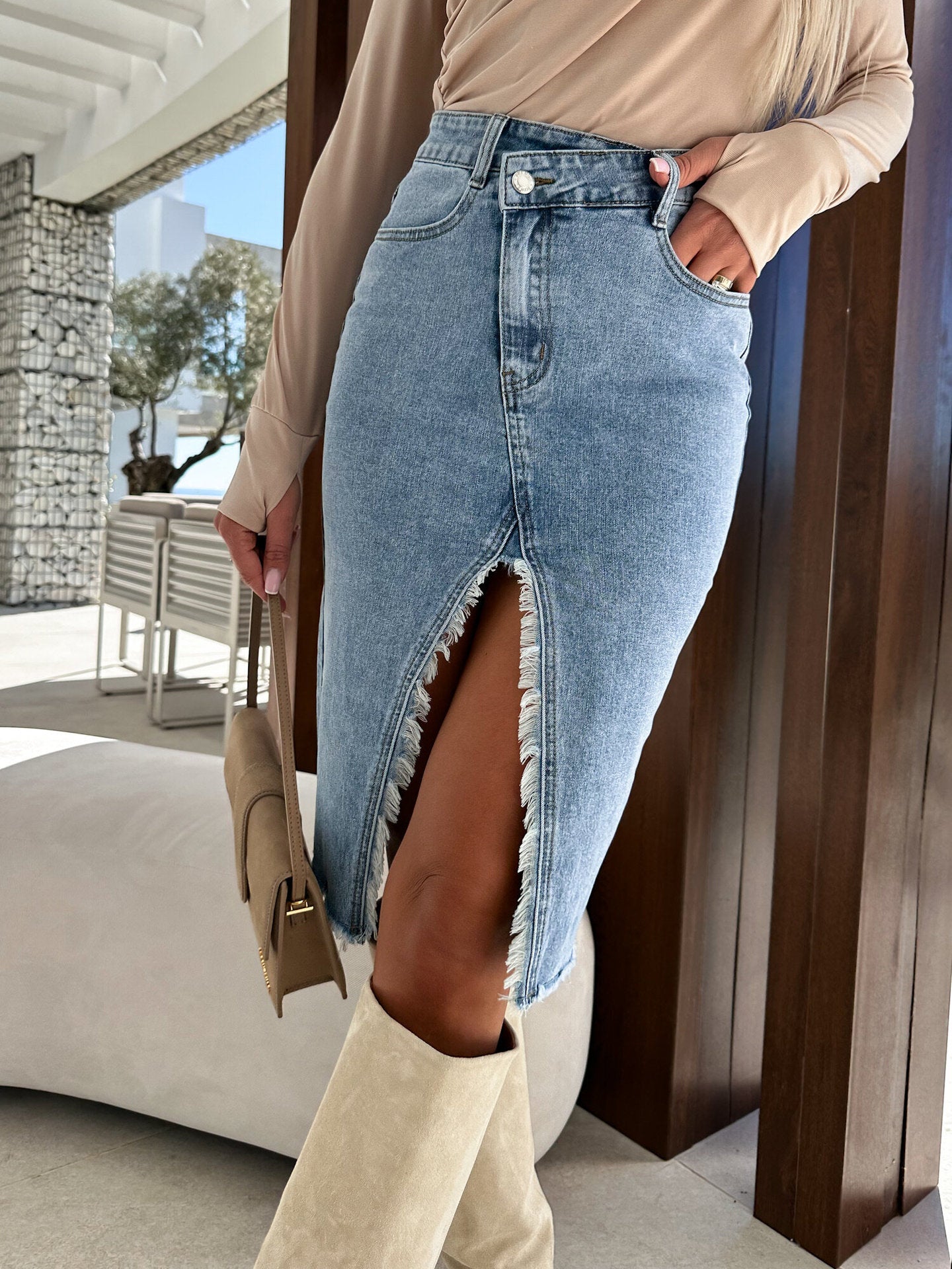 Women's Asymmetrical Jean Skirt