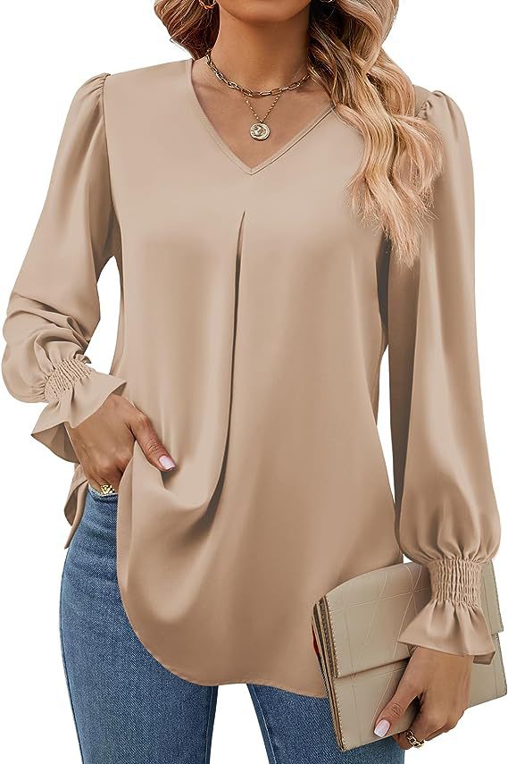 V Neck Pullover Long Sleeve Shirt