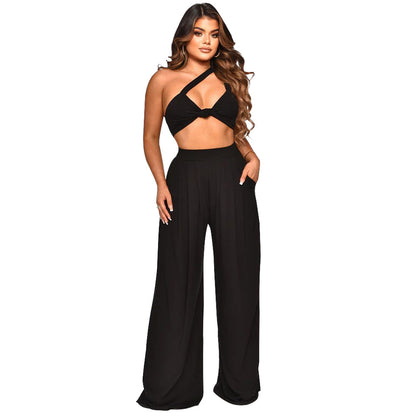 Sleeveless Wide Leg Pants Suit