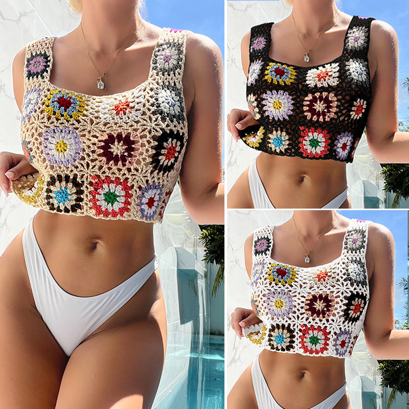 Floral Block Knitted Vaca Bikini