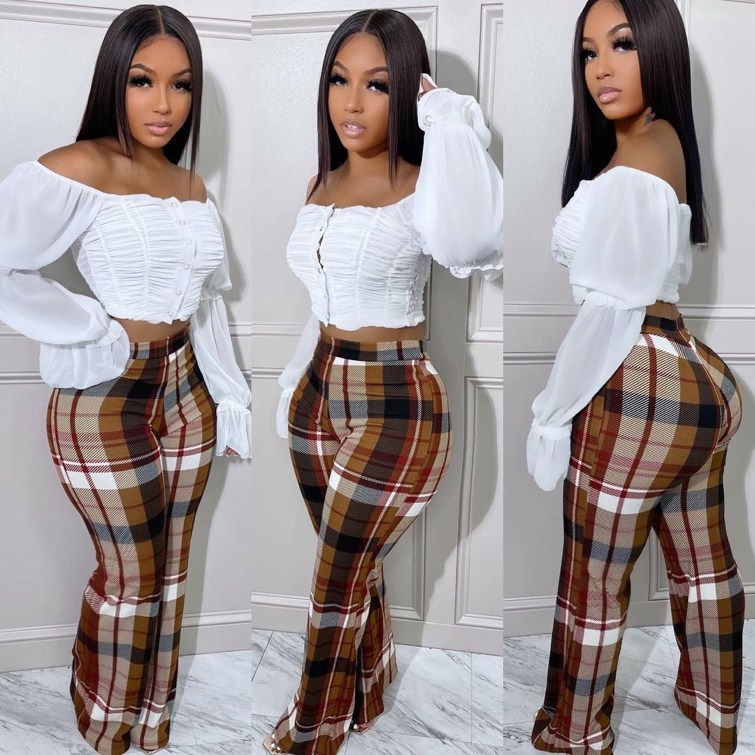 Kasey Curvy Plaid Pants