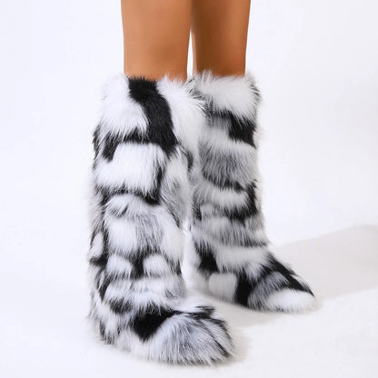 Luxe Furry Faux Fur Knee High Boots