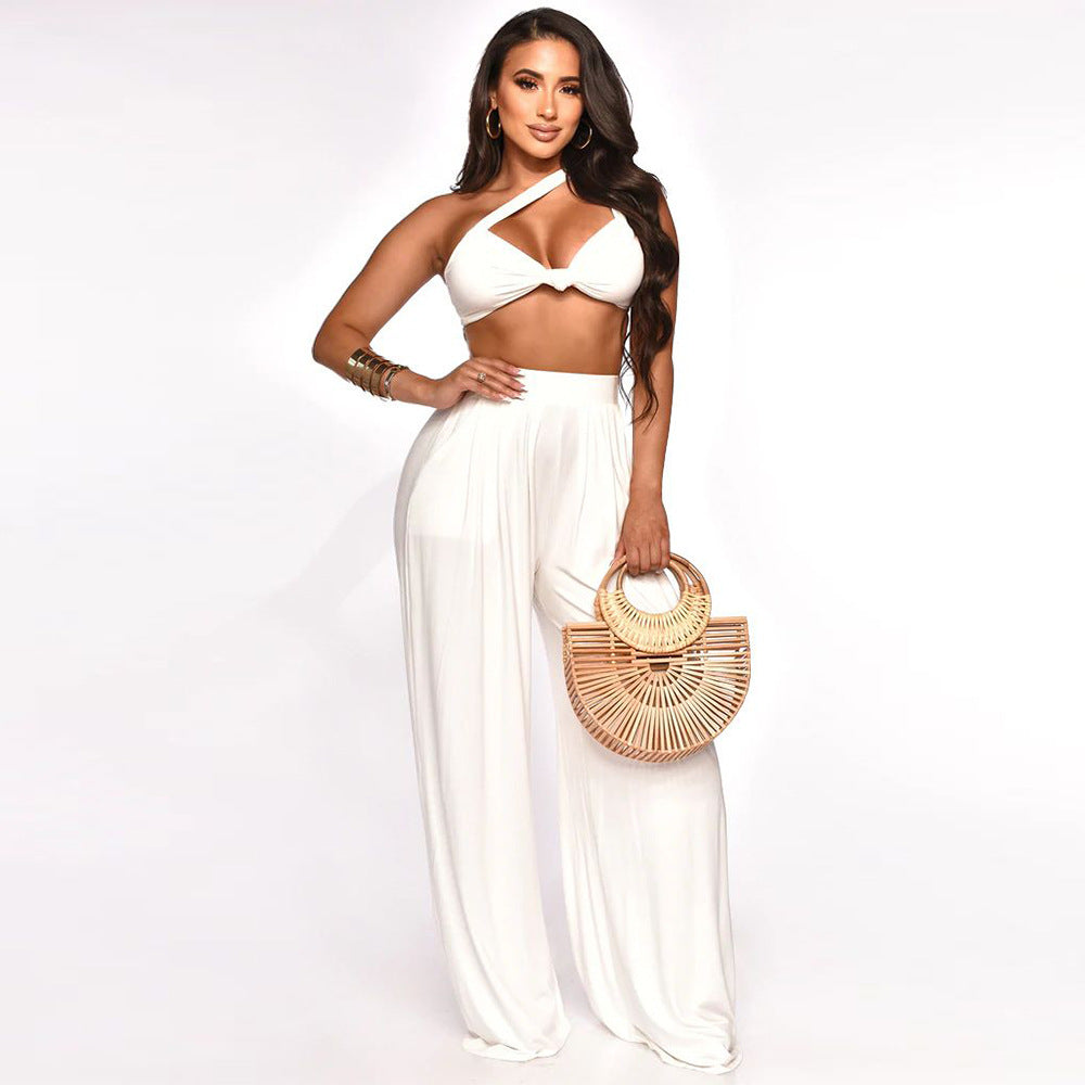 Sleeveless Wide Leg Pants Suit