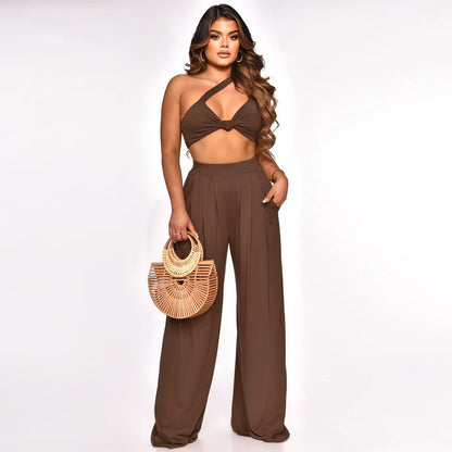 Sleeveless Wide Leg Pants Suit