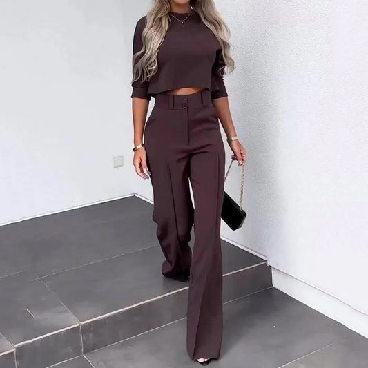 Casual Solid Color Loose Two Piece Suit