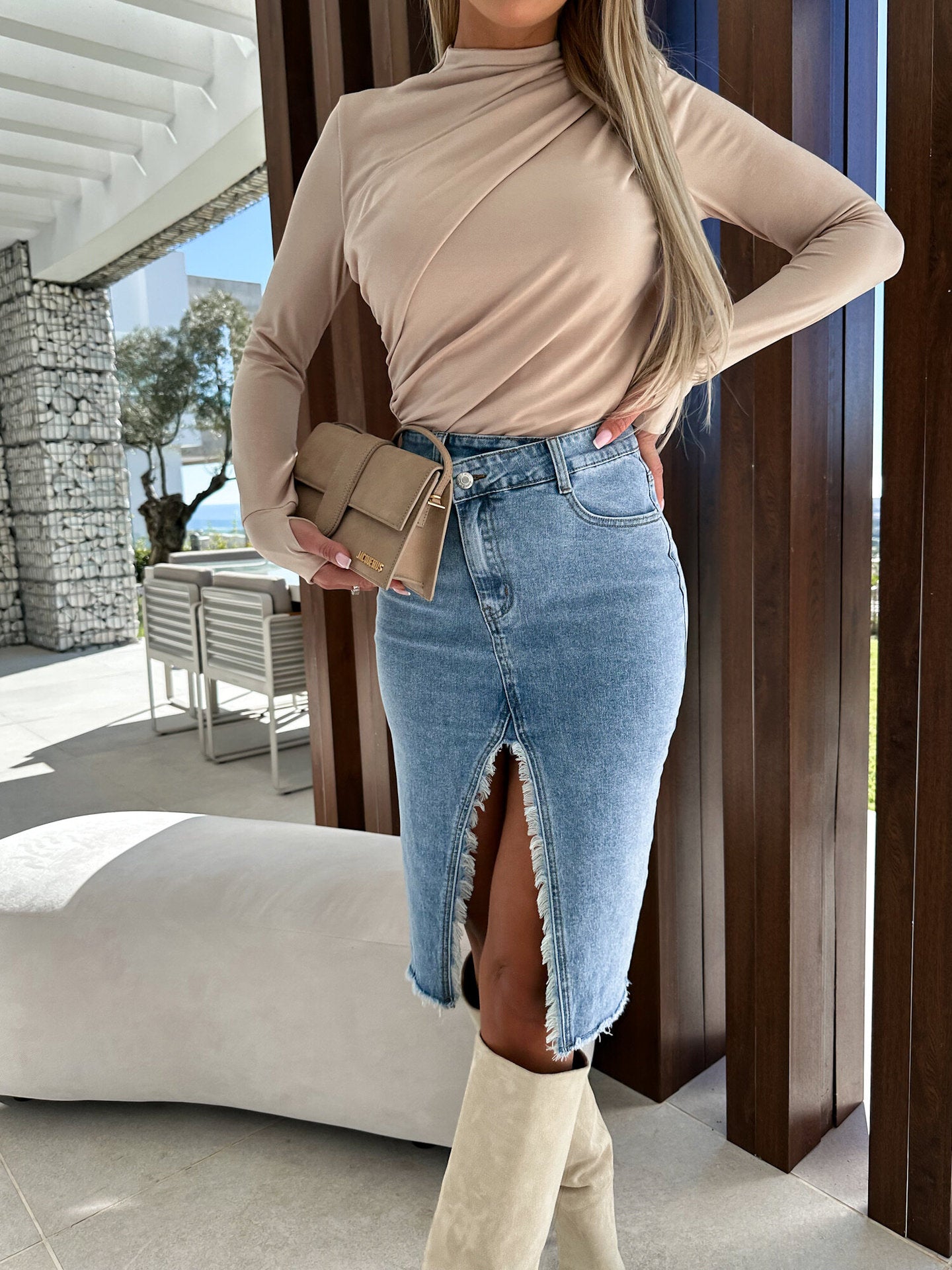 Women's Asymmetrical Jean Skirt